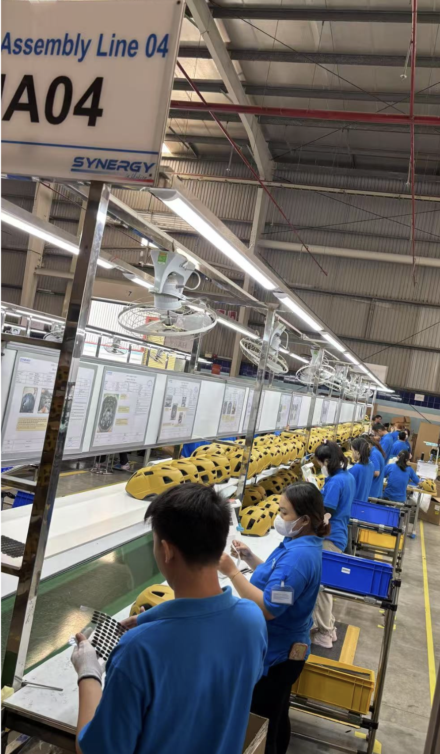 Helmet assembly line